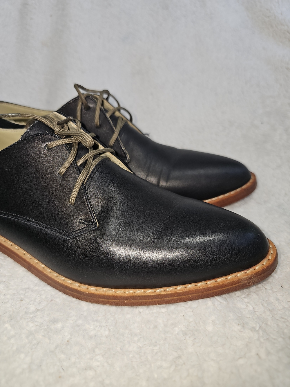 NISOLO Black Leather Lace Up Everyday Oxford Dress Shoes Size: 7.5 - Picture 2 of 14